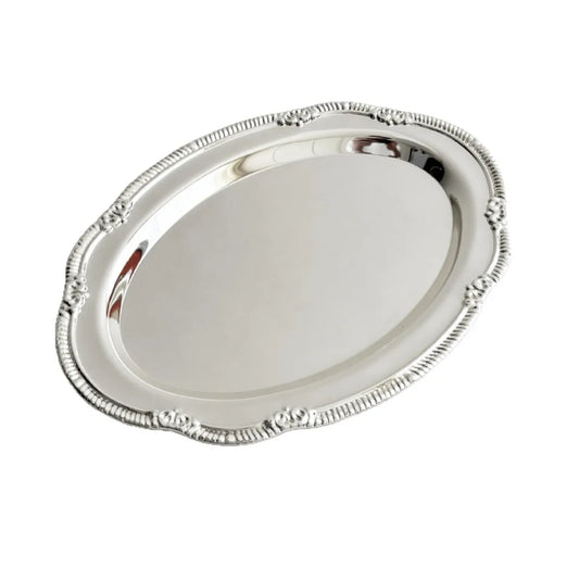 Vintage Embossed Silver Tray Serving Platter
