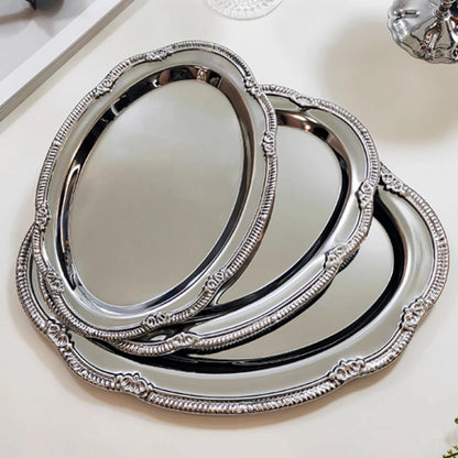 Vintage Embossed Silver Tray Serving Platter