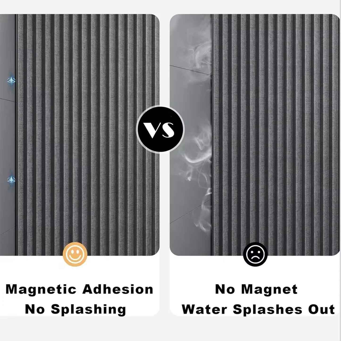 Magnetic Foldable Waterproof Bath Curtain  for Walk-In Shower