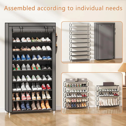 Shoe cabinet storage rack with fabric cover
