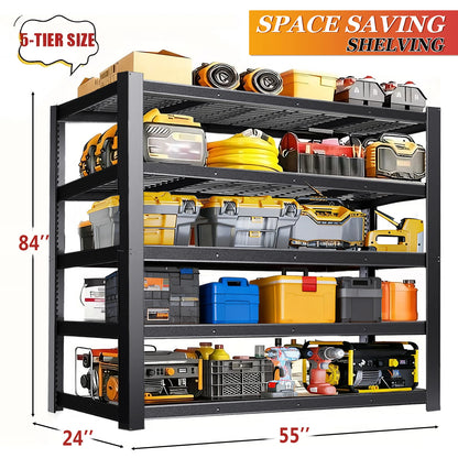 84 Inch Heavy-Duty Metal Storage Rack with 2000 lb Capacity per Layer Industrial Style Freestanding Shelf for Garage, Warehouse