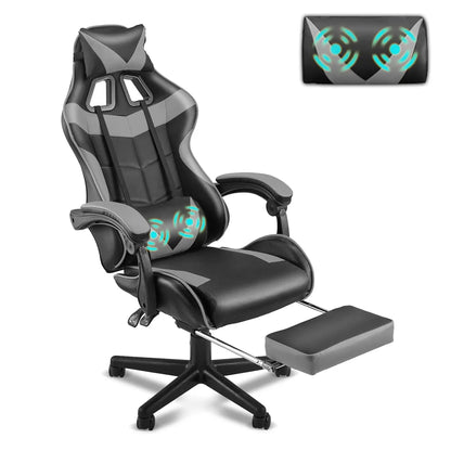 Pink Ergonomic Gaming Chair with Bunny Ears Footrest Headrest Lumbar Support for Home Office