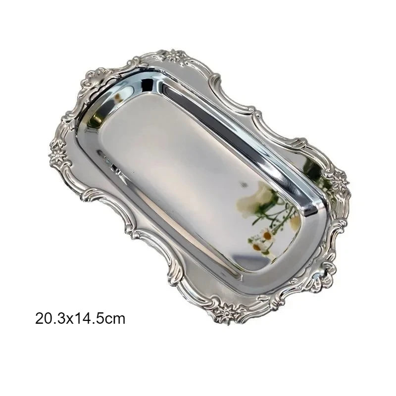 Vintage Embossed Silver Tray Serving Platter