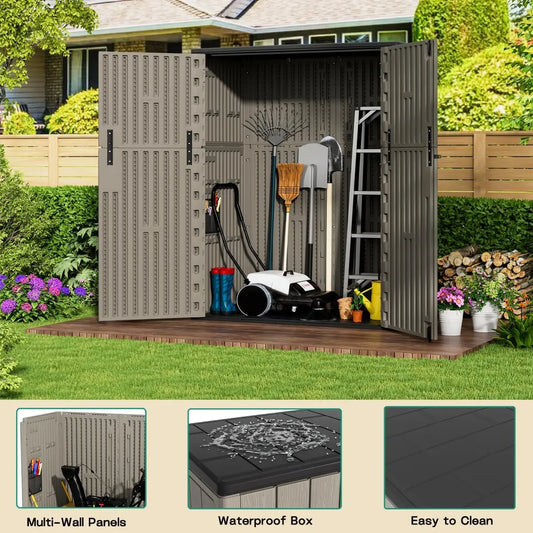 Outdoor Vertical Storage Shed,57 Cu.ft  Resin Sheds & Outdoor Storage