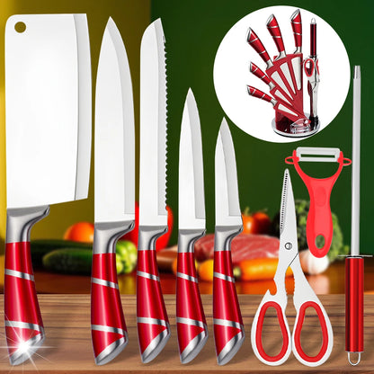 9 pcs Black Pofessional Kitchen Knife Set f