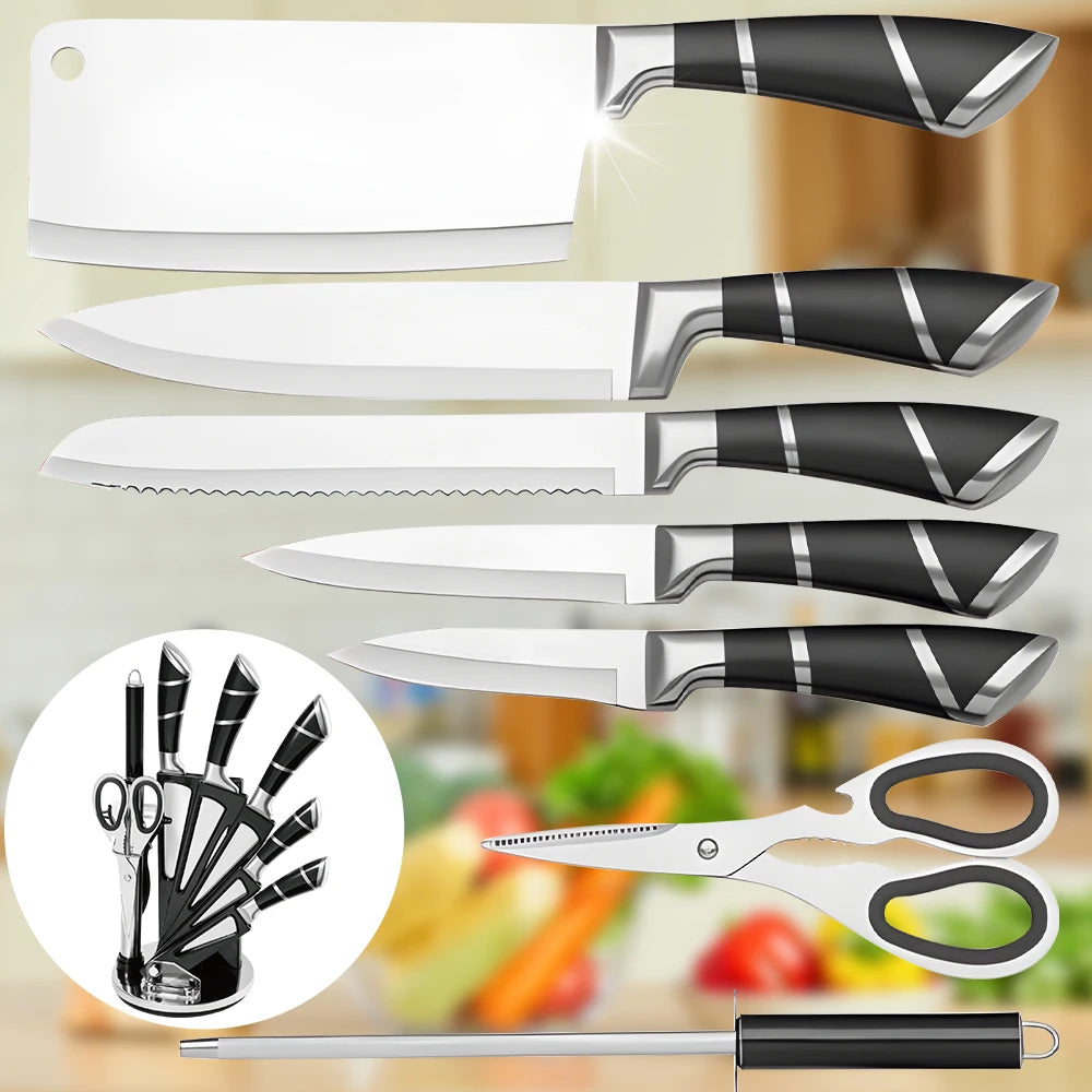 9 pcs Black Pofessional Kitchen Knife Set f