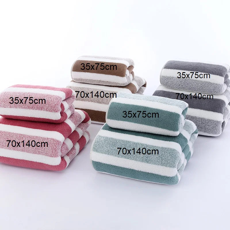 Striped Pattern Towel Set ,Soft Face Towel, Bath Towel Quick Drying Absorbent Towels For Bathroom