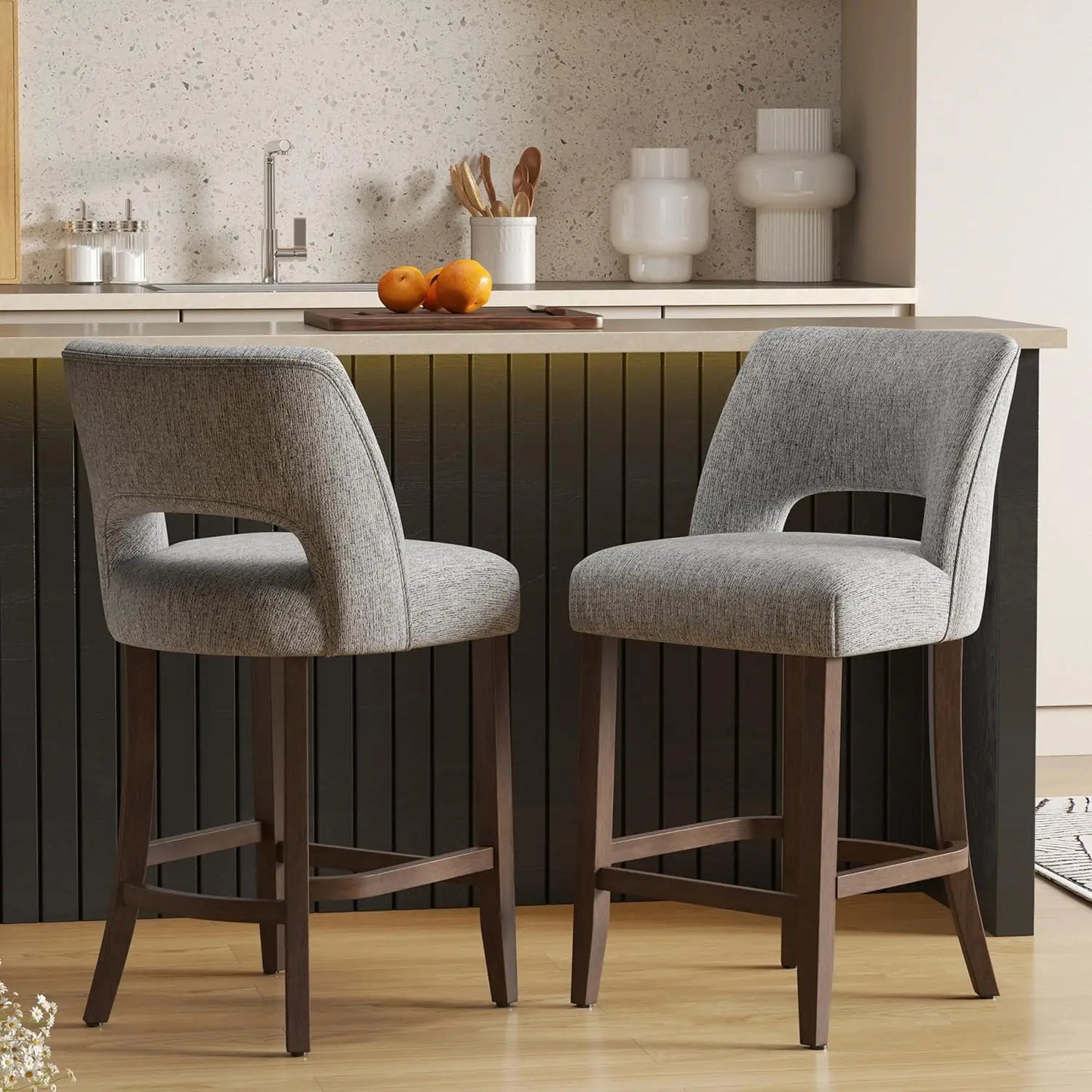 Upholstered Modern Counter  Height Bar Stools (2)