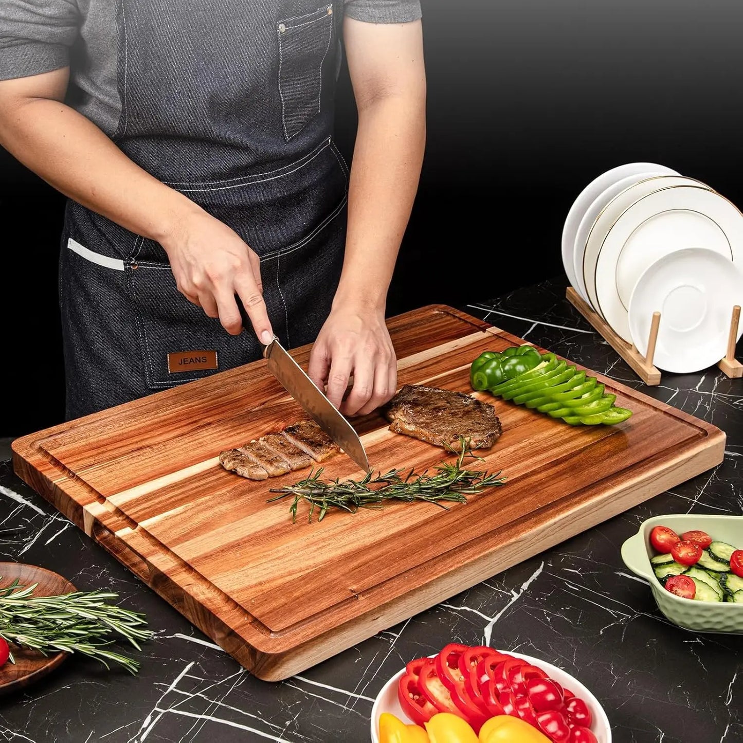 Extra Large Wood Cutting Board with Juice Groove