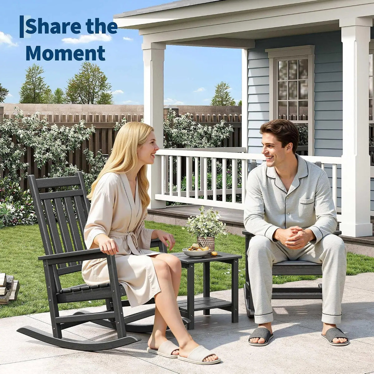 Rocking Chair with Side Table for Patio , Front Porch