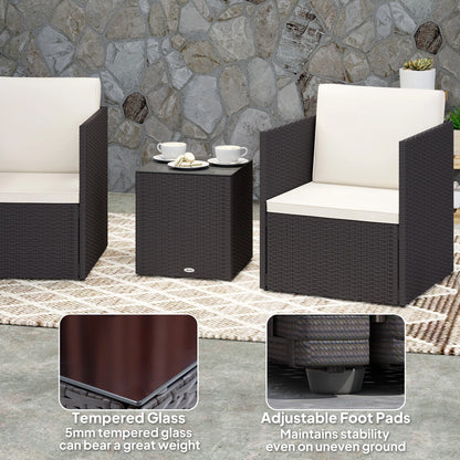 3 Piece Folding Wicker Bistro Furniture Sets, Brown