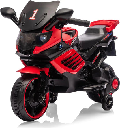 6V Kids Motorcycle, Electric Ride On Toy with Training Wheels, Working Headlight, Horn & Music,for Toddlers Boys Girls 3-6Y