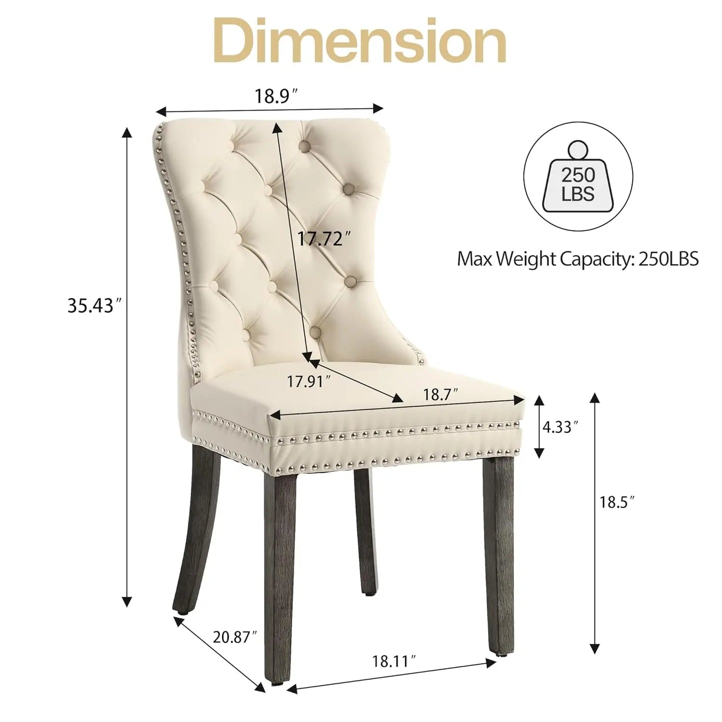 Leather Dining Chairs with Solid Wood Legs and Pull Ring, Luxury, Customized Set of 6