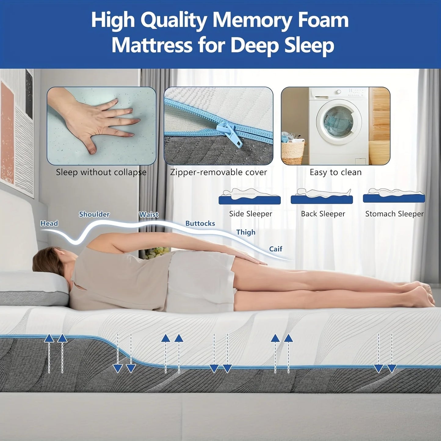 Queen Size Mattress, 8/10 Inch Medium Firm - Extra Firm Dual Sides Flippable Mattress for Back Pain Relief
