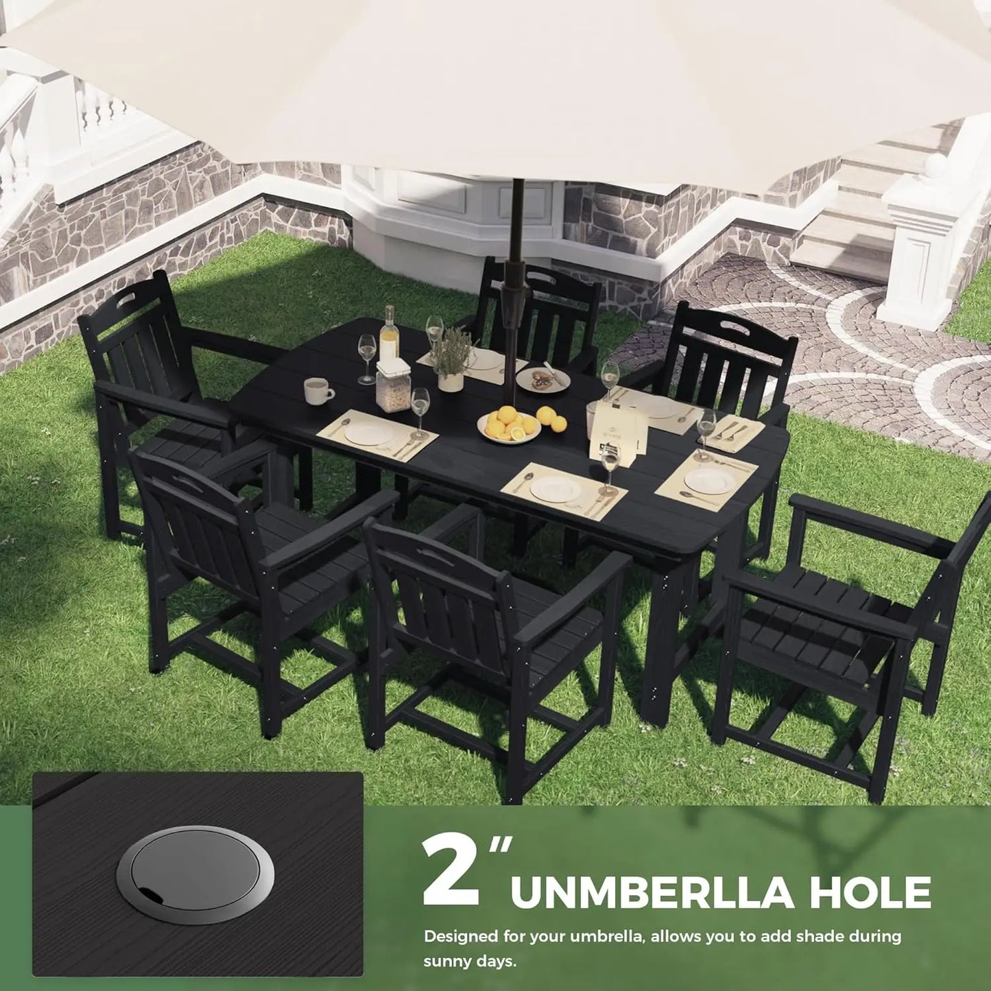 All-Weather 7-Piece Outside Table and 6 Chairs