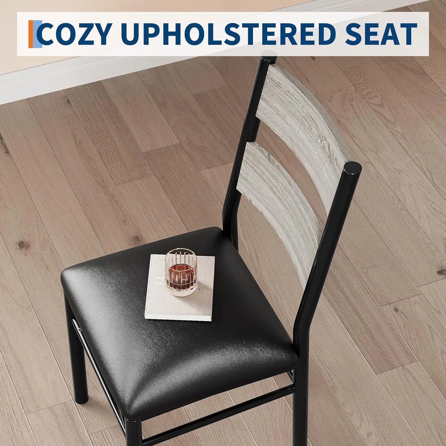 Wooden Kitchen Table with 4 Upholstered Chairs
