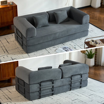 79" Convertible Sofa Bed with Removable Armrests,