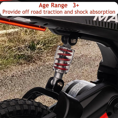 Ride On Motorcycle for Kids Electric Dirt Bike 24-Volt 350-Watt Kid's Toys Up to 14.29 MPH, 2-Speed Modes, Max Load 135 Lbs
