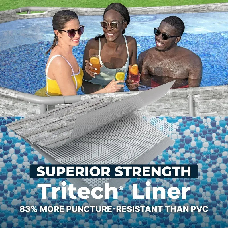 Above Ground Oval Metal Frame Outdoor Swimming Pool 14’ x 8'2" x 39.5”