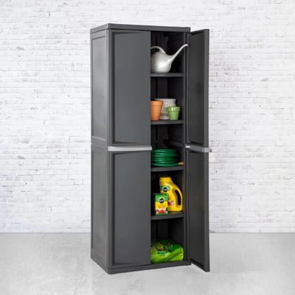 Heavy Duty 4-Tier Plastic Storage Shelf Cabinet Easy Assembly for Garage Basement