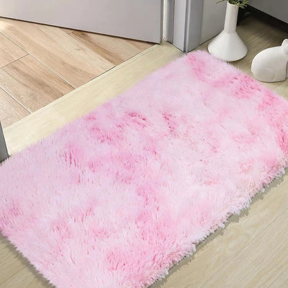 Tie-Dye Non-Slip  Silk Wool Rugs   Machine Washable Carpet Mats