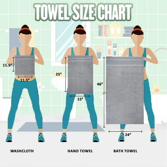 Soft Absorbent 10 Piece Cotton Towel Set, Bath Towels Quick Dry Durable Washcloths and Hand Towels