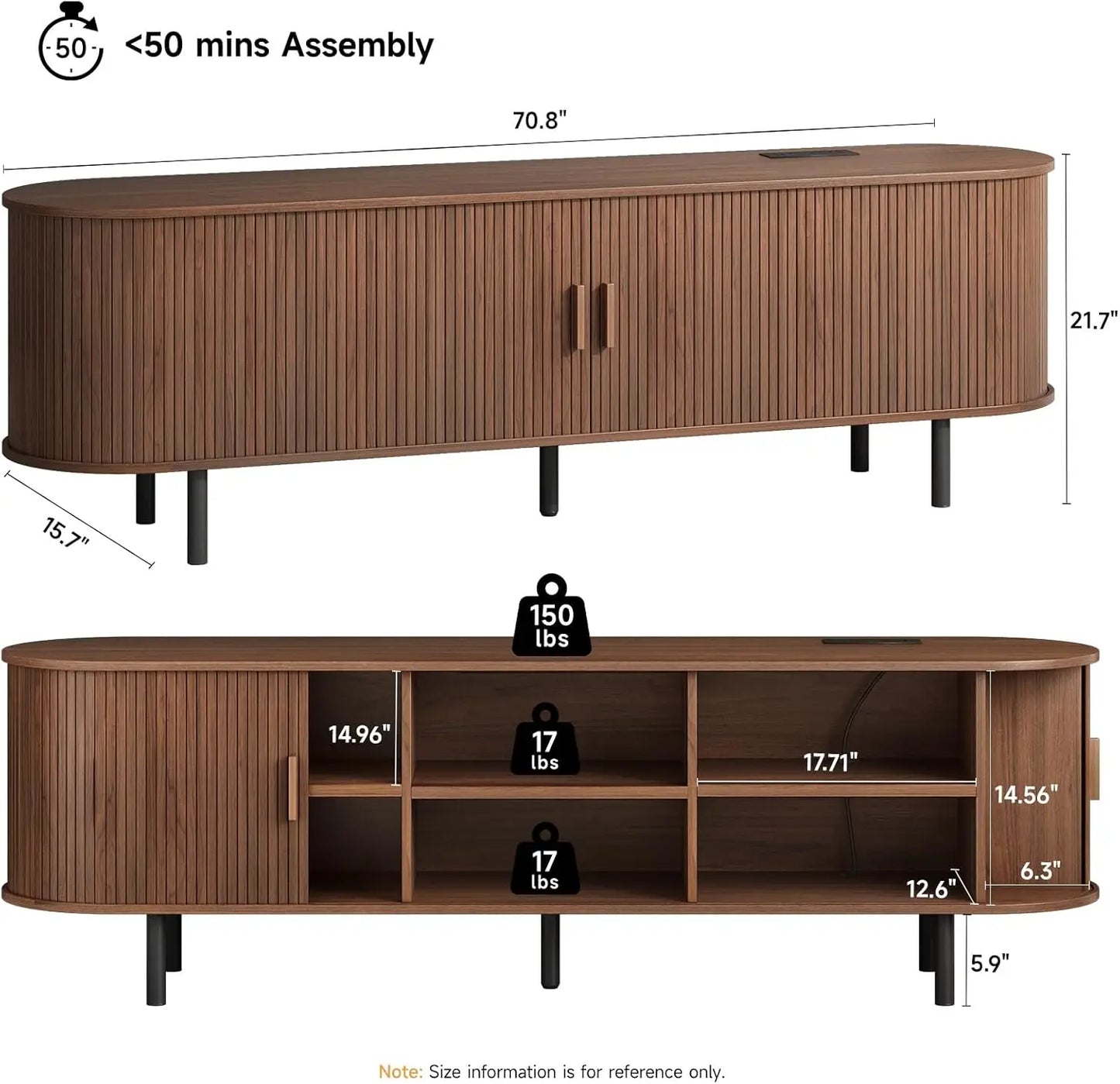 Entertainment Center with Power Outlet for TVs up to 60/70"
