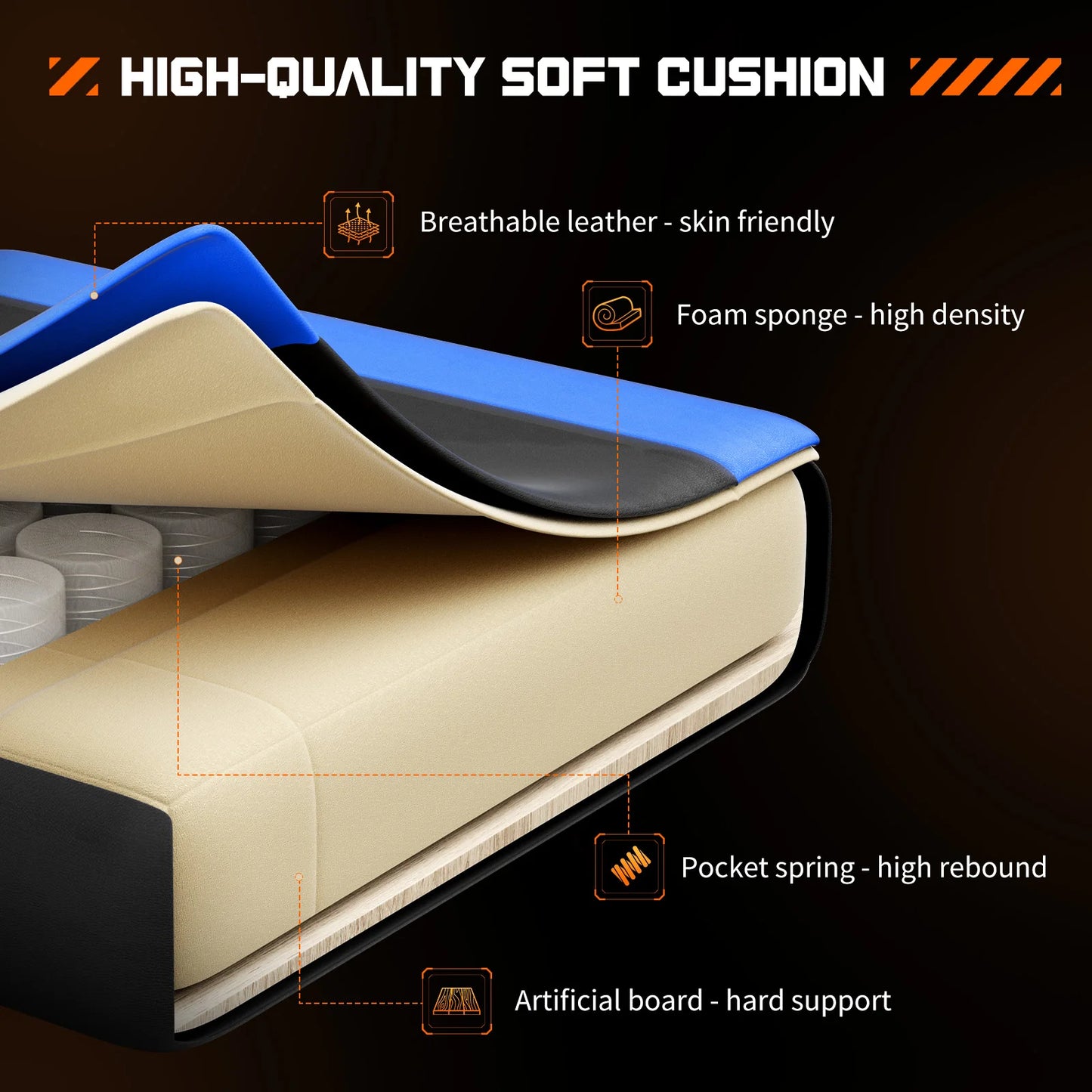 Adjustable Leather Gaming Chair with Headrest & Lumbar Support