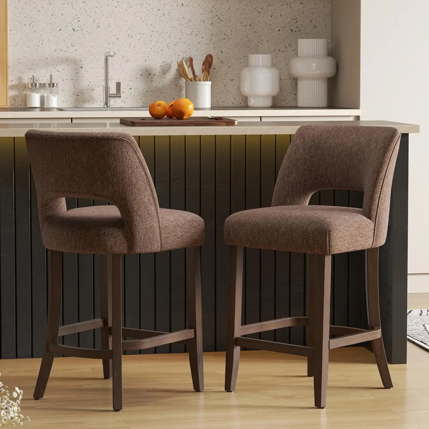 Upholstered Modern Counter  Height Bar Stools (2)