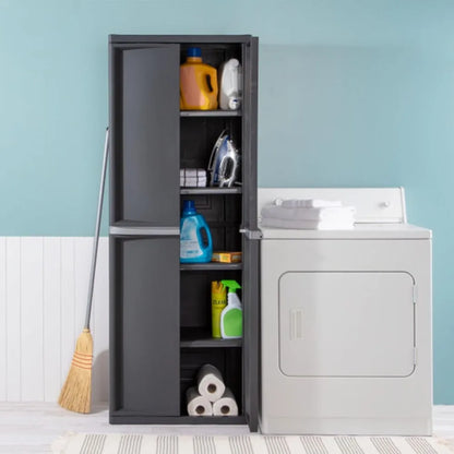 Heavy Duty 4-Tier Plastic Storage Shelf Cabinet Easy Assembly for Garage Basement