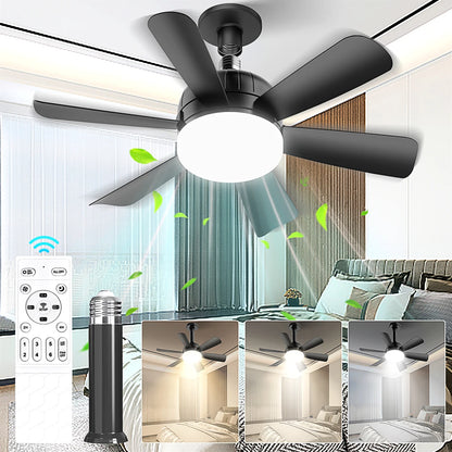 Socket LED Ceiling Fan Light E26 with Remote, Dimmable, 3 Colors, Speed Change, Suitable for Living Room, Study,