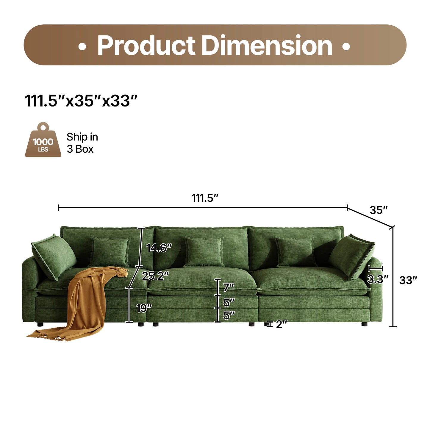 Modular Sectional Cloud Couch with Ottoman