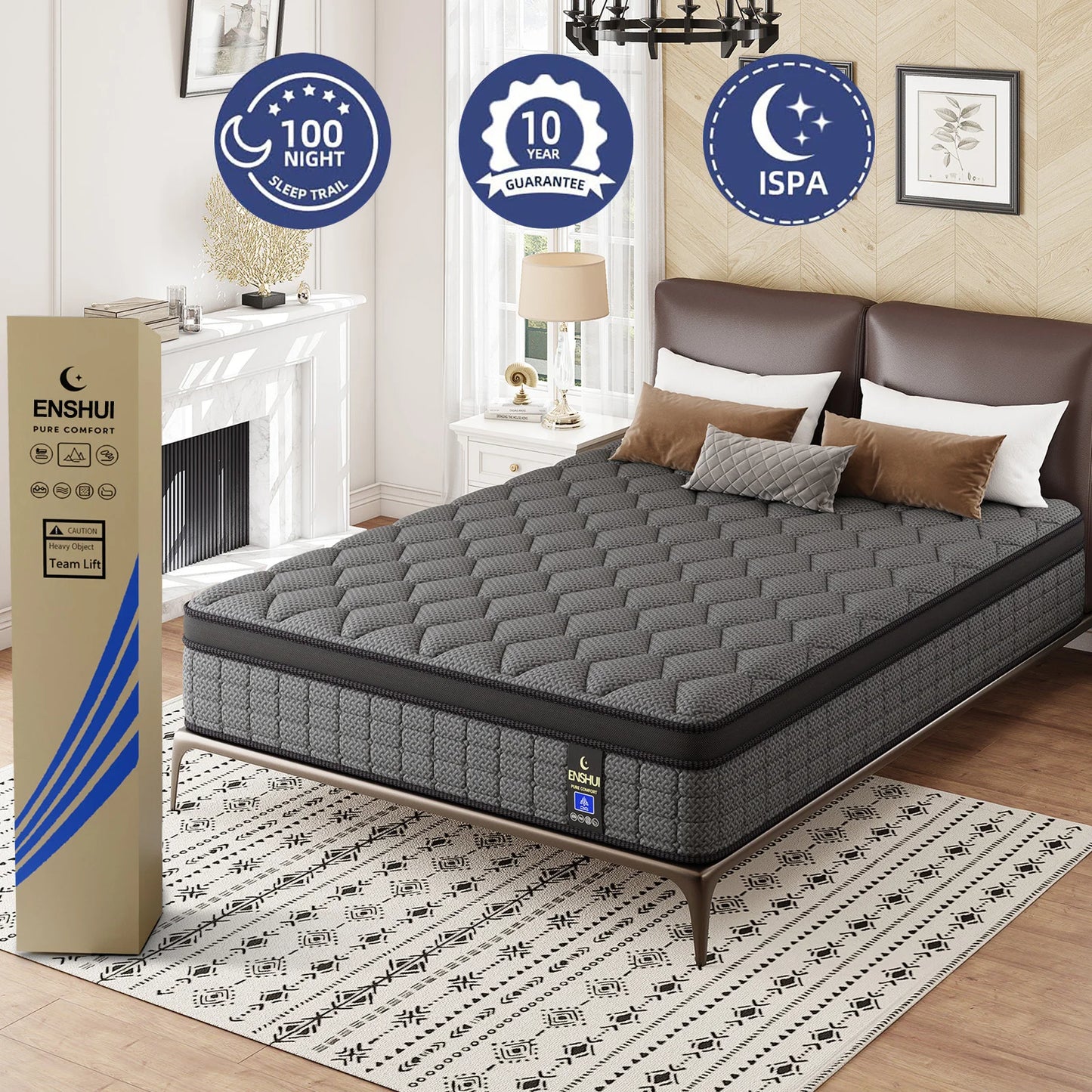 12"14"Twin Full Queen King Mattress Gel Memory Foam Hybrid Mattress Back Pain Relief Feel Pocket Spring Hydird Mattress In A Box