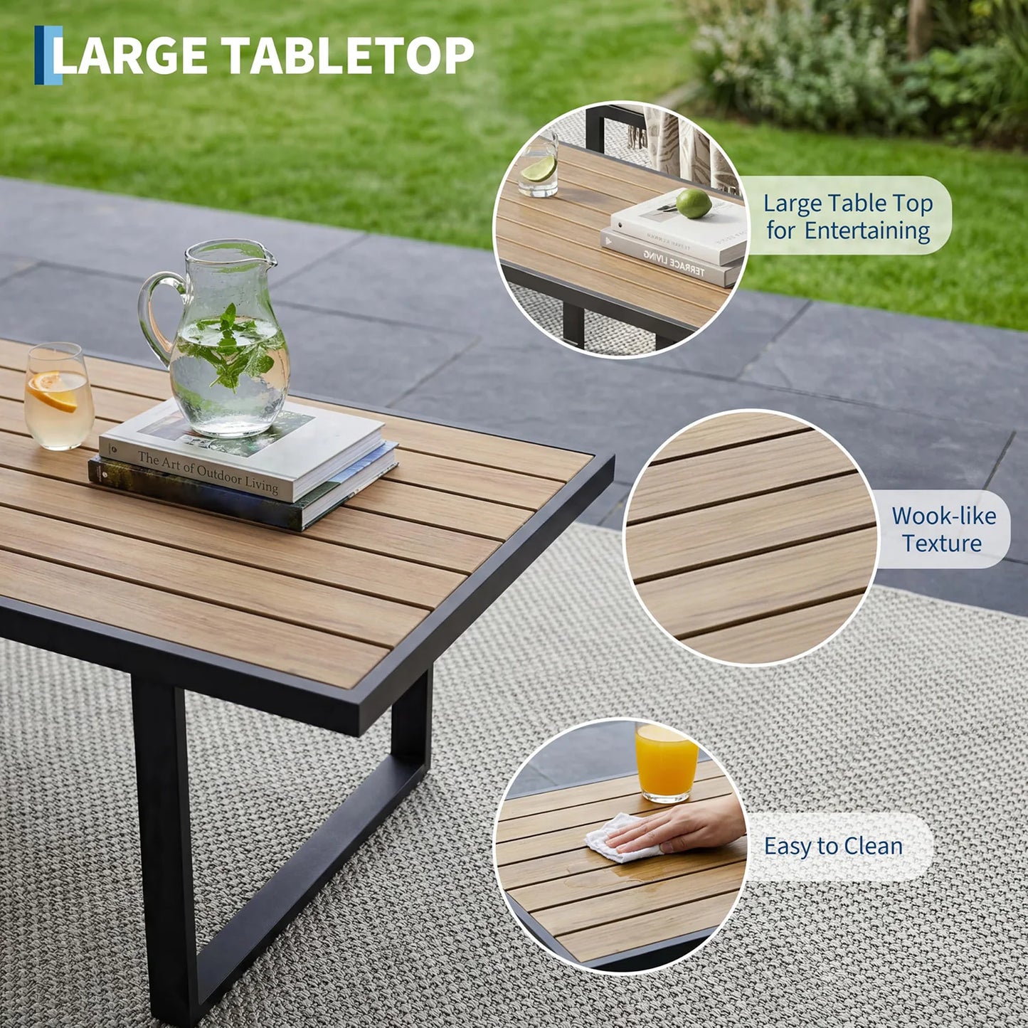 Modern 4-Piece Patio Furniture SetSectional Sofa With Coffee Table Thick Washable Cushions For Lawn or Deck