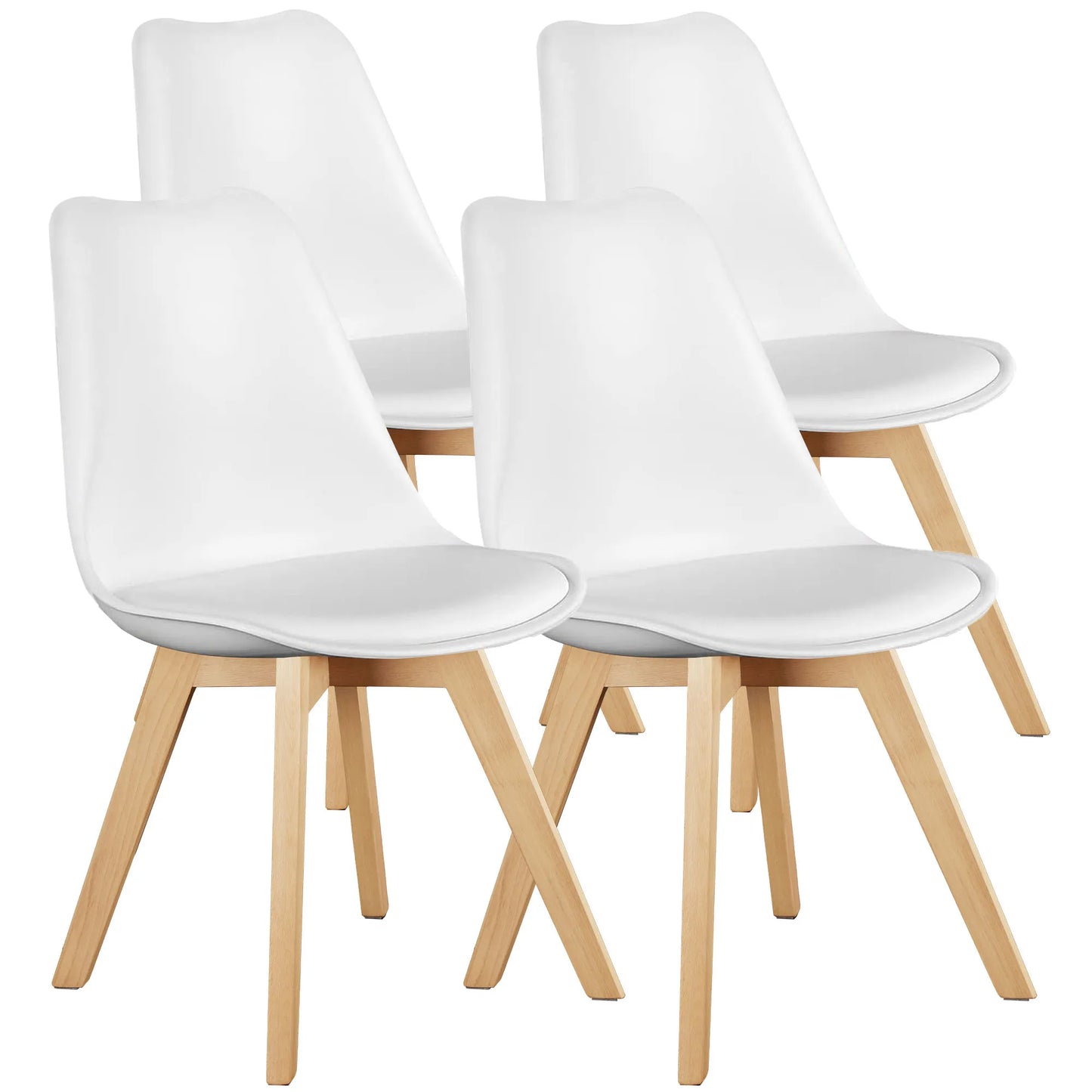 Leather Dining Chairs Set of 4  with Wooden Legs