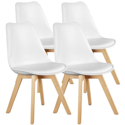 Leather Dining Chairs Set of 4  with Wooden Legs