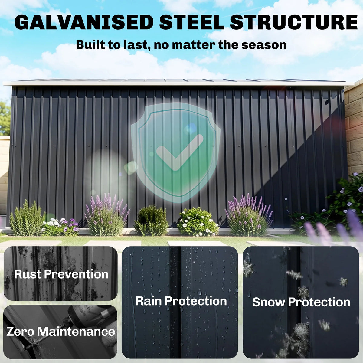 11' x 9' Steel Outdoor Utility Storage Tool Shed Kit for Backyard Garden, Grey