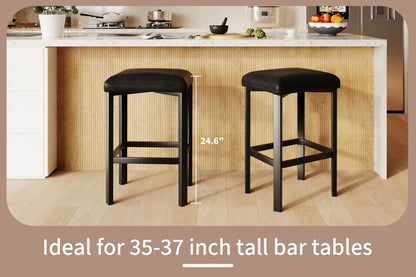 Counter Height Bar Stools Set With PU Leather Seat And 2 Inch Thick Upholstery Modern Heavy Duty Metal Frame Base Easy Assembly For Kitchen Island And Bar Counter Available In Set Of 2 Or 4