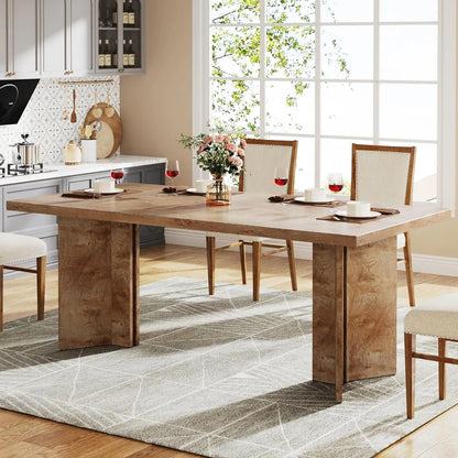 63-inch Executive Desk, Vintage Home Office Computer Desk with Large Tabletop, Farmhouse Wood Writing Conference Table
