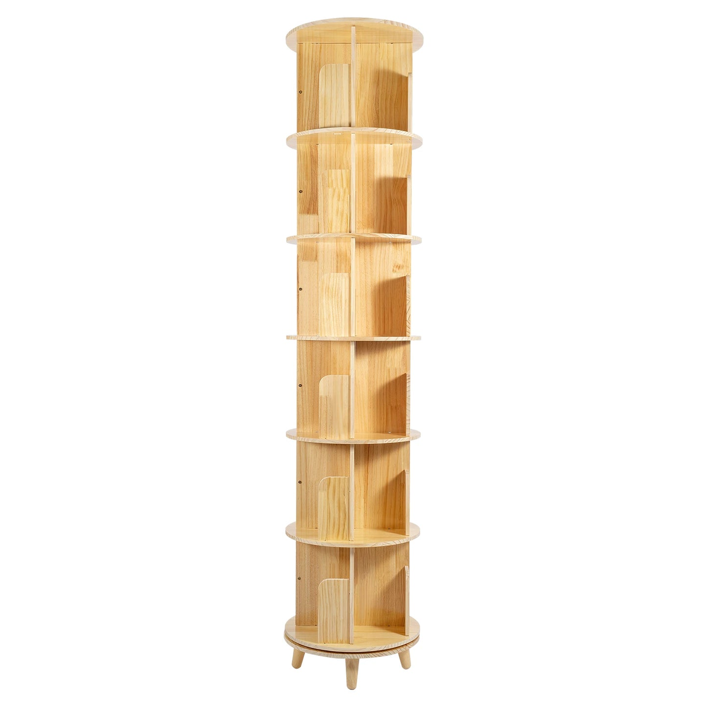 360° Rotating Wooden 6-Tier Kids Book Storage Organizer
