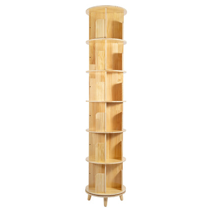 360° Rotating Wooden 6-Tier Kids Book Storage Organizer