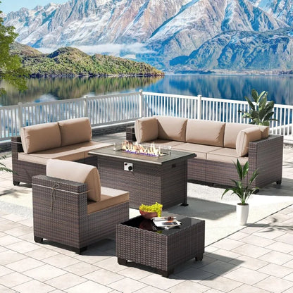 6PCS Outdoor Wicker Rattan Sectional Sofa Patio Furniture Set