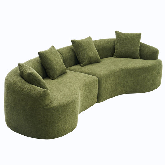 110'' Curved Modular Sectional Sofa Chenille All-Foam Frameless Couch