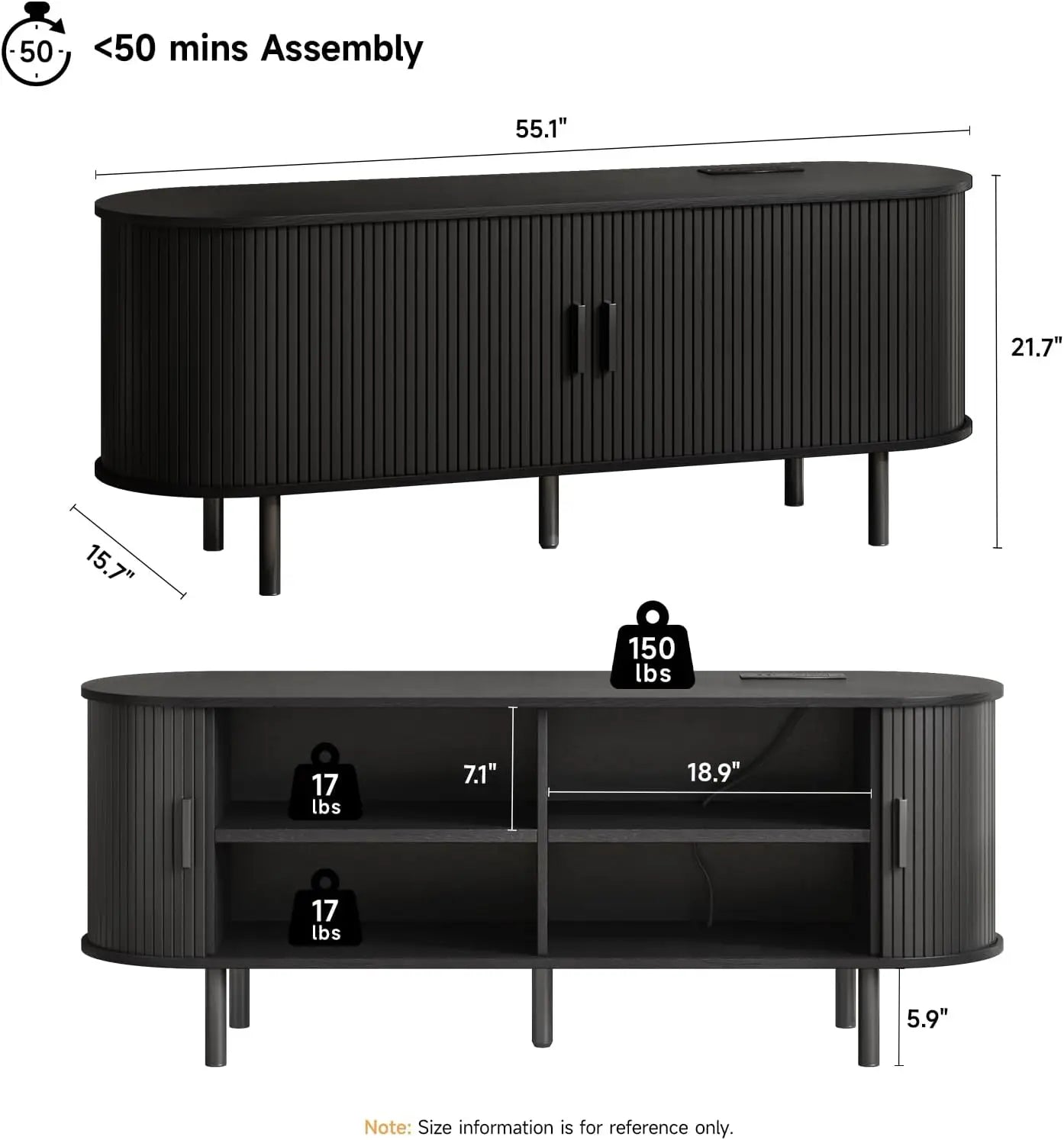 Entertainment Center with Power Outlet for TVs up to 60/70"