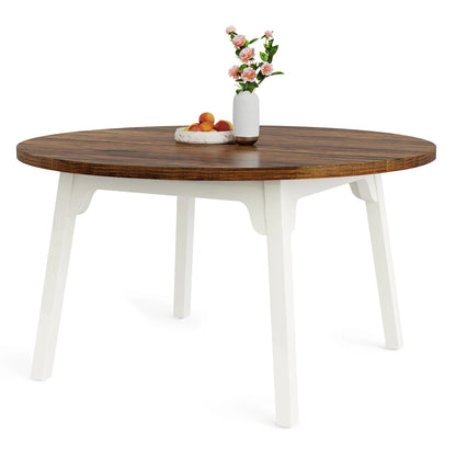 Round Dining Table, 46-Inch(118cm)Wood Kitchen Table with Sturdy Metal Base for 4-6 People,Rustic Brown