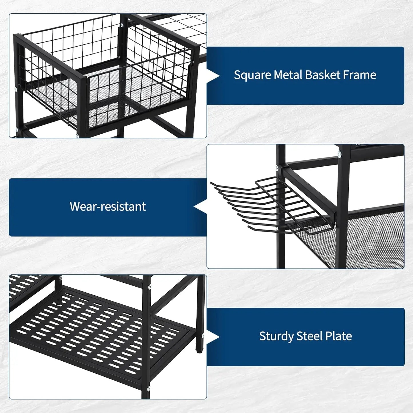 Heavy Duty 3 Tier Garden Tool Organizer With 35 Long Handled Slots Basket And Hooks for Garage or Yard