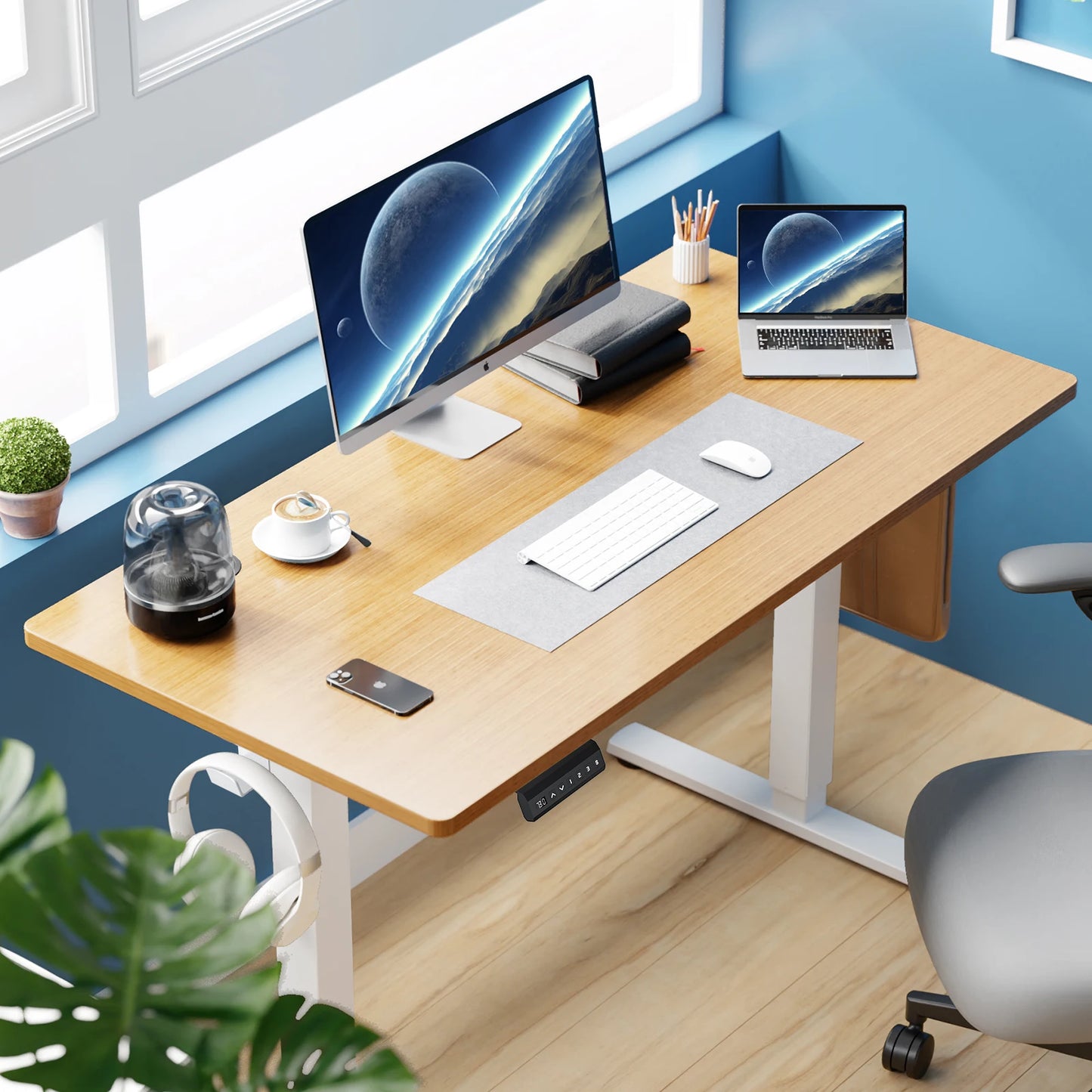 Ergonomic Electric Standing Desk  Adjustable Height 40x24 Inch