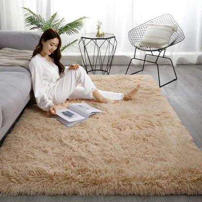 Soft Fluffy Home Mat-Dye Plush Carpet
