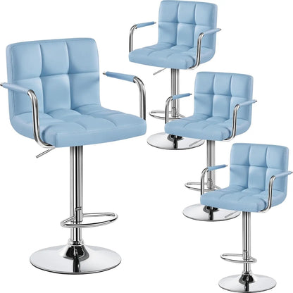 Counter Height Bar Stools Set of 4, PU Leather Adjustable Barstools with Armrest, with Thickened Seat
