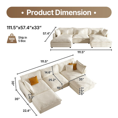 Modular Sectional Cloud Couch with Ottoman